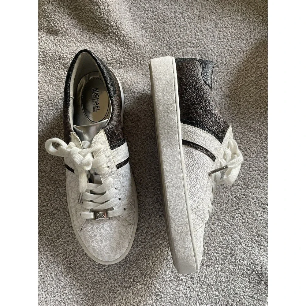 MICHAEL KORS Keaton Women's Logo Print Coated Canvas Lace Up Sneakers 8.5 - Picture 6 of 6